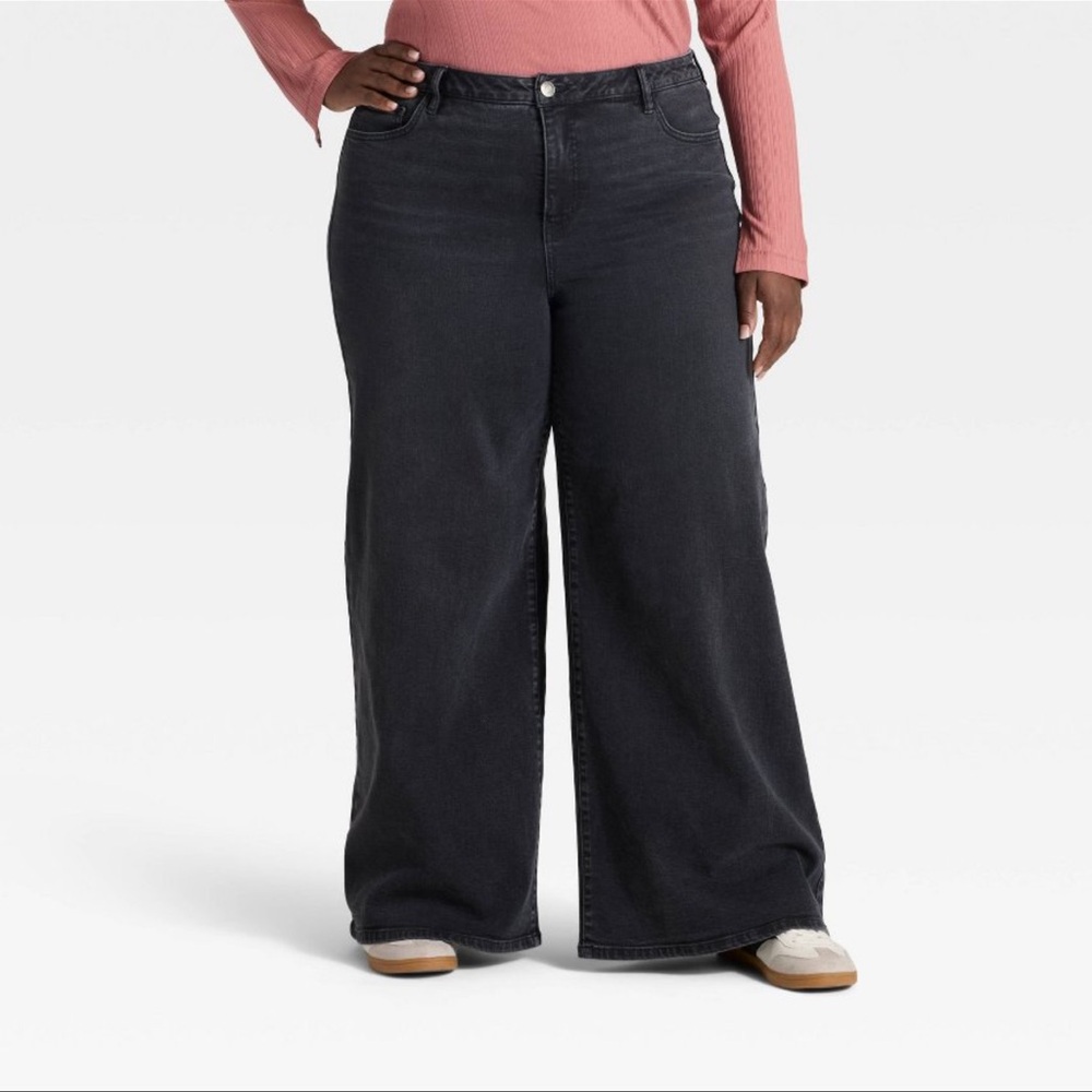 NWT Ava & Viv Black Wide-Leg Jeans